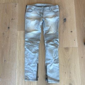 Balmain Grey Denim Quilted Skinny Jean